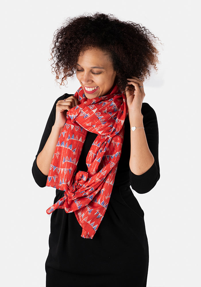 Red Bunting Print Scarf