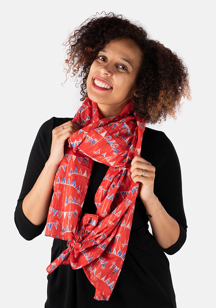 Red Bunting Print Scarf