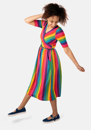 Reese Rainbow Stripe Midi Dress