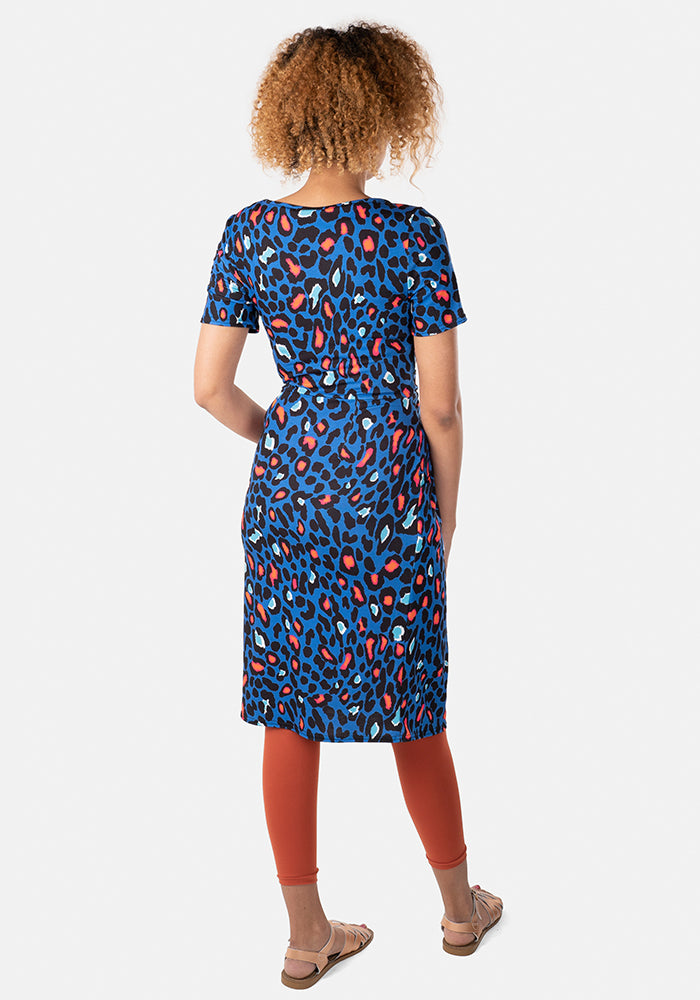 Rhia Cobalt Animal Print Dress