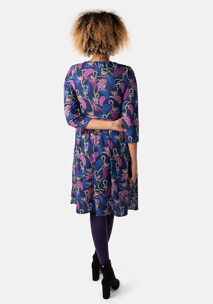 Ringo Purple Lemur Print Dress
