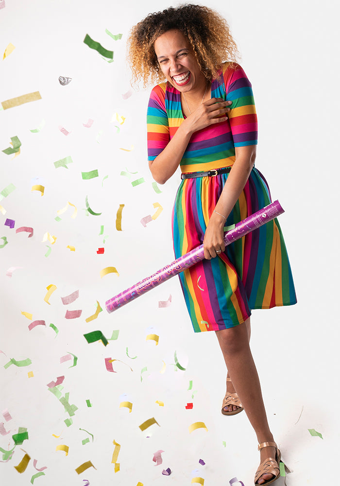 Ronni Rainbow Stripe Print Dress