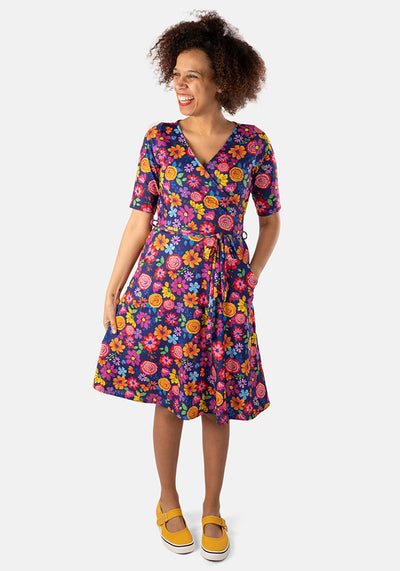 Rosetta Bright Embroidered Floral Print Dress