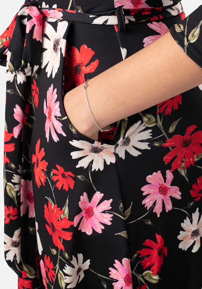 Roslyn Bright Daisy Print Midi Dress