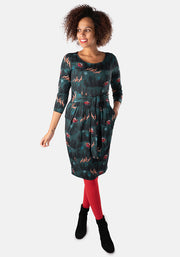 Rudolph Santas Sleigh Print Dress