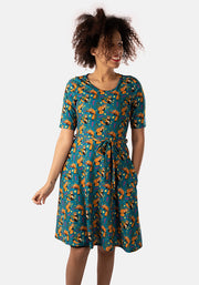Rusty Red Panda Print Dress