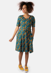 Rusty Red Panda Print Dress