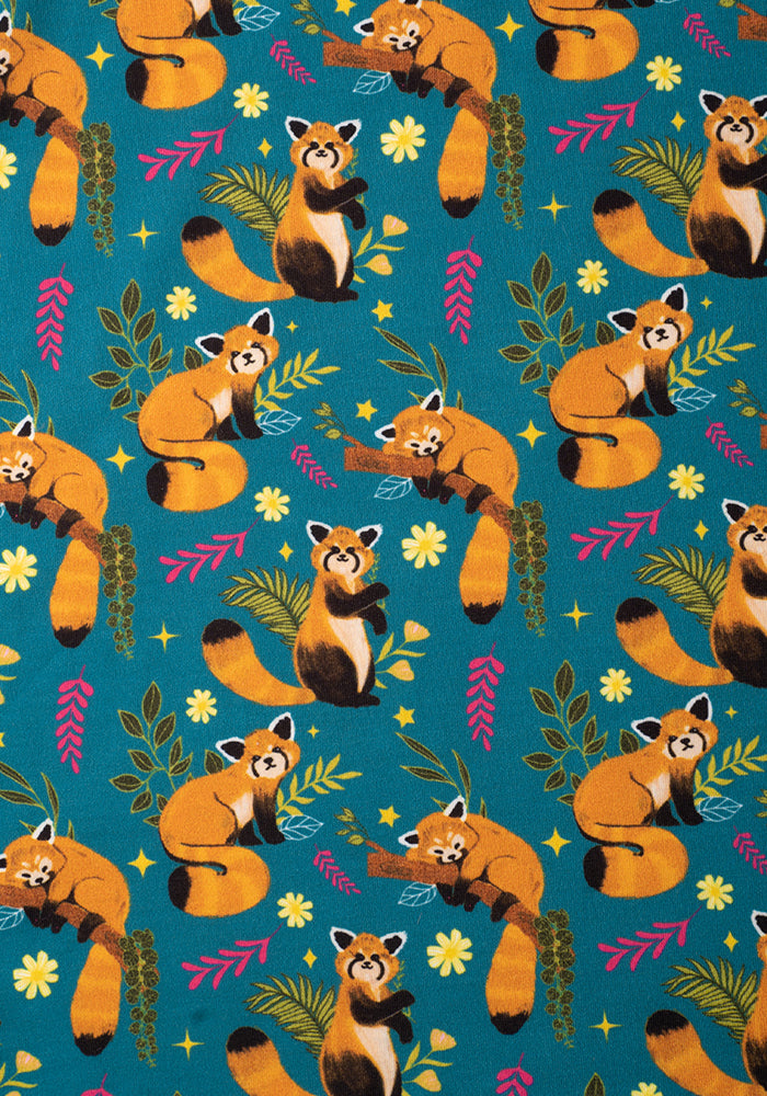 Rusty Red Panda Print Dress