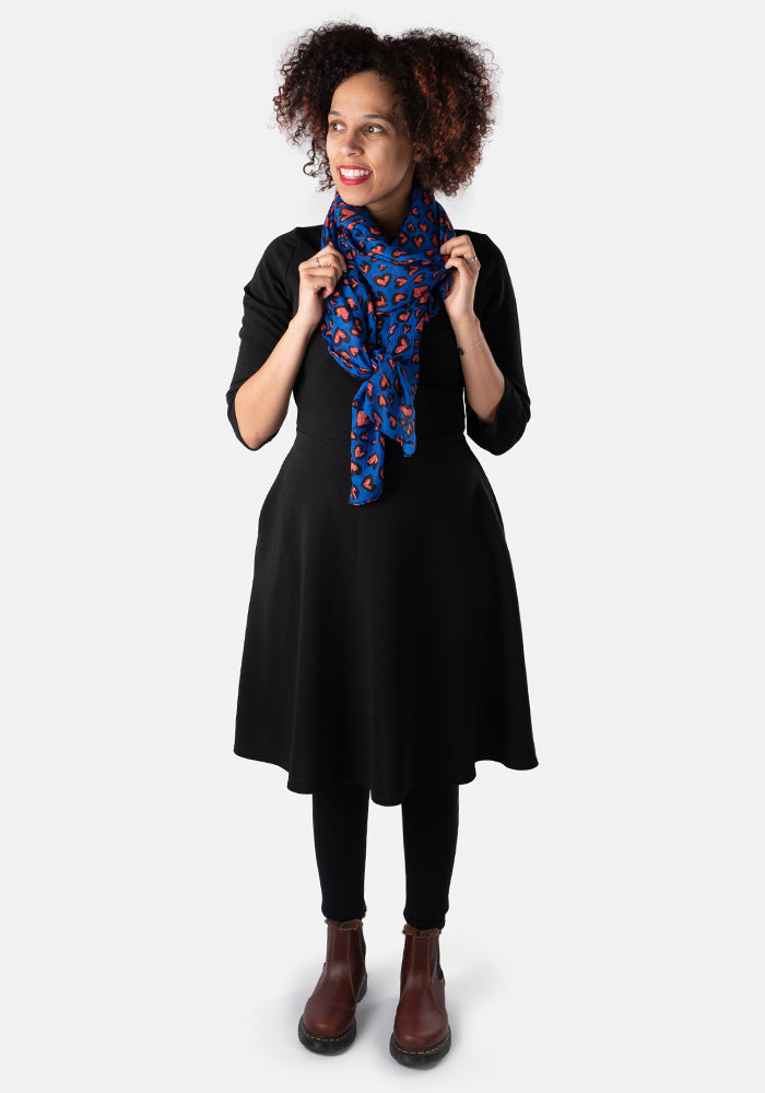 Blue Animal Heart Print Scarf