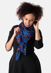 Blue Animal Heart Print Scarf