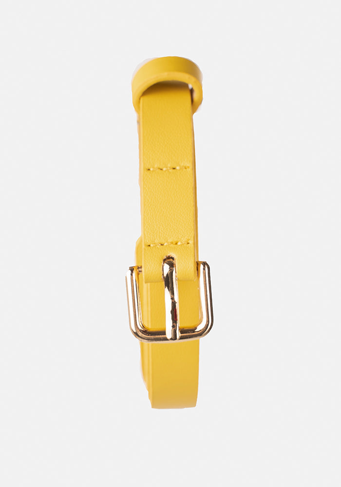 Front view of Lemon Statement PU Belt
