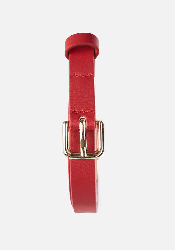 Front view of Red Statement PU Belt