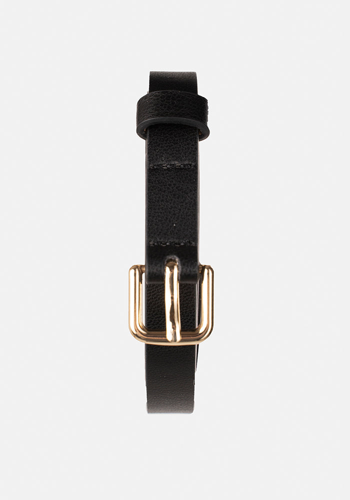 Front view of Black Statement PU Belt