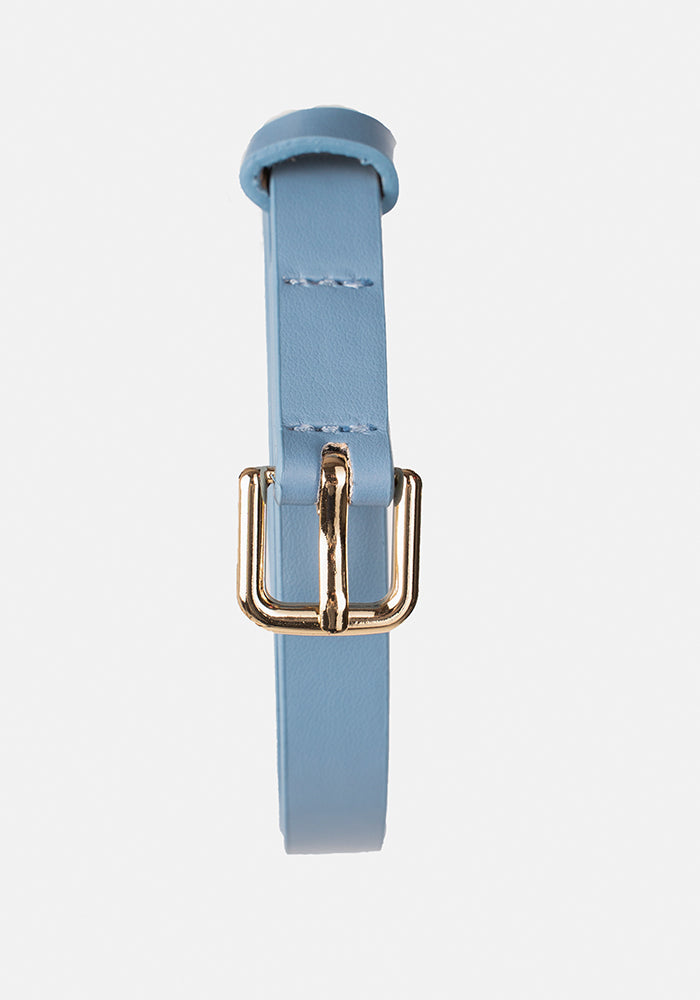 Front view of Blue Statement PU Belt