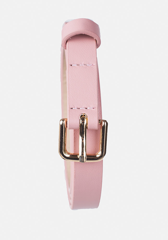 Front view of Blush Statement PU Belt