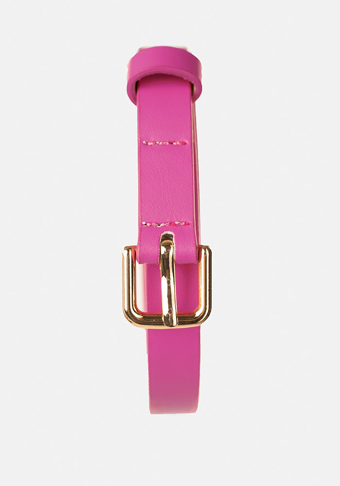 Front view of Cerise Statement PU Belt
