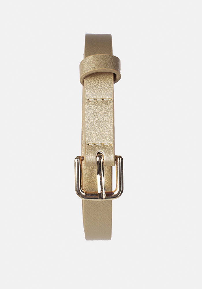 Front view of Gold Statement PU Belt