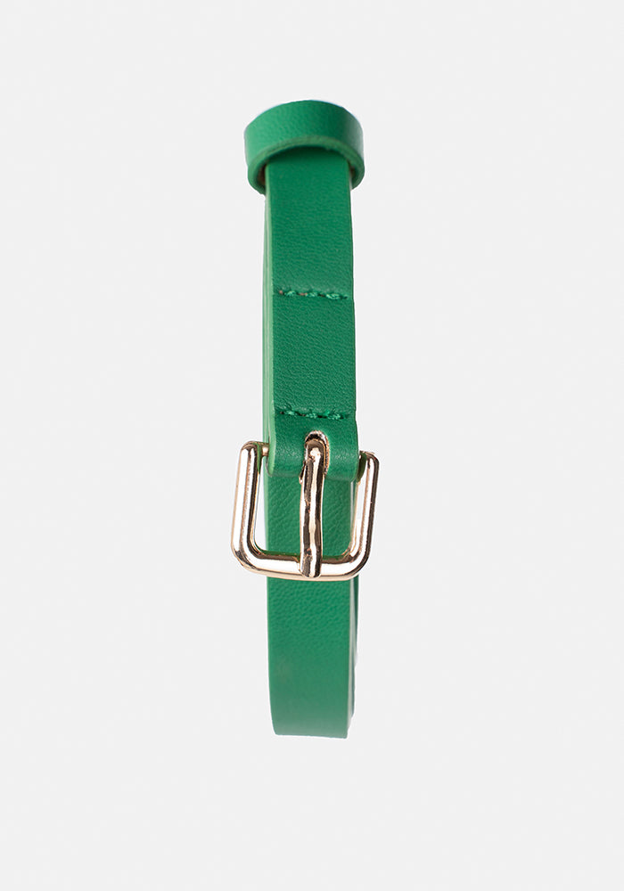 Front view of Green Statement PU Belt