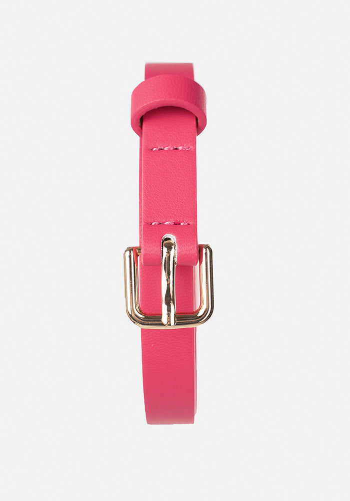 Front view of Pink Statement PU Belt