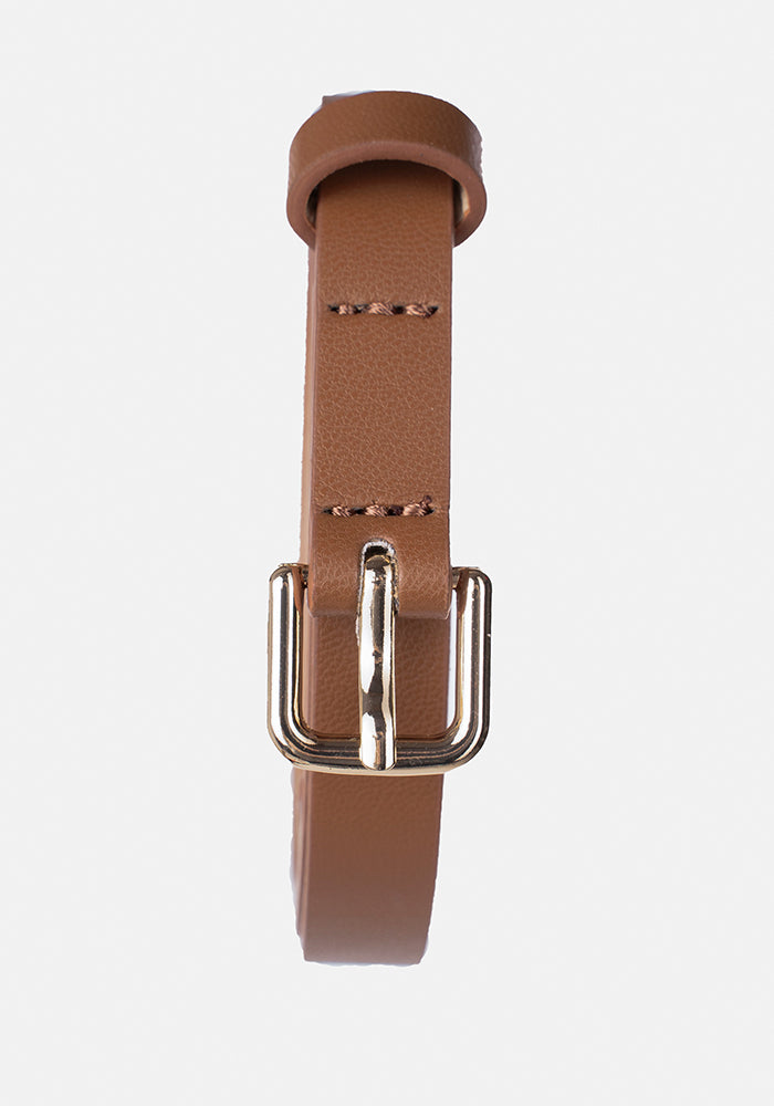 Front view of Tan Statement PU Belt