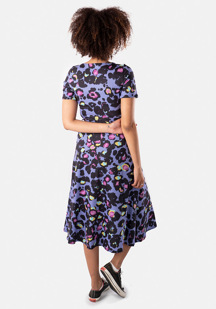 Sakina Lilac Animal Print Midi Dress