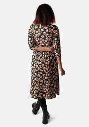 Sandy Green Ditsy Floral Print Midi Dress