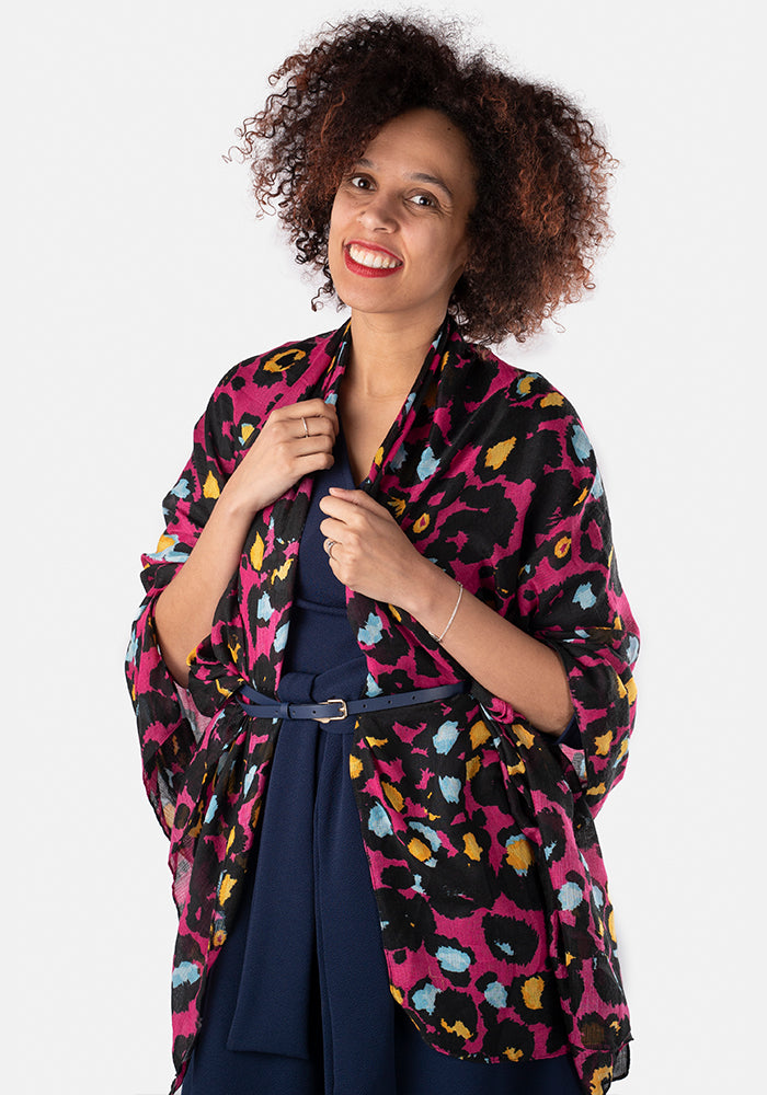 Pink Animal Print Scarf