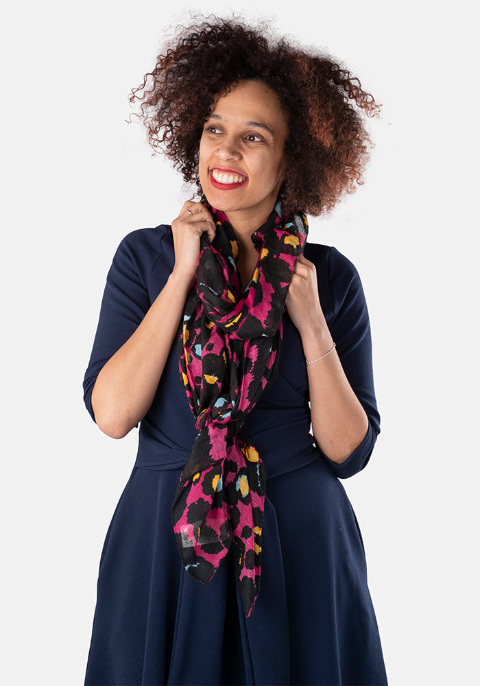 Pink Animal Print Scarf