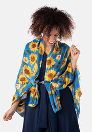 Blue Sunflower Print Scarf