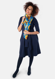 Blue Sunflower Print Scarf