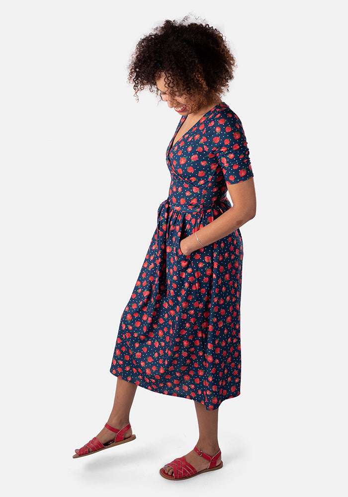 Sengana Strawberry Print Midi Dress