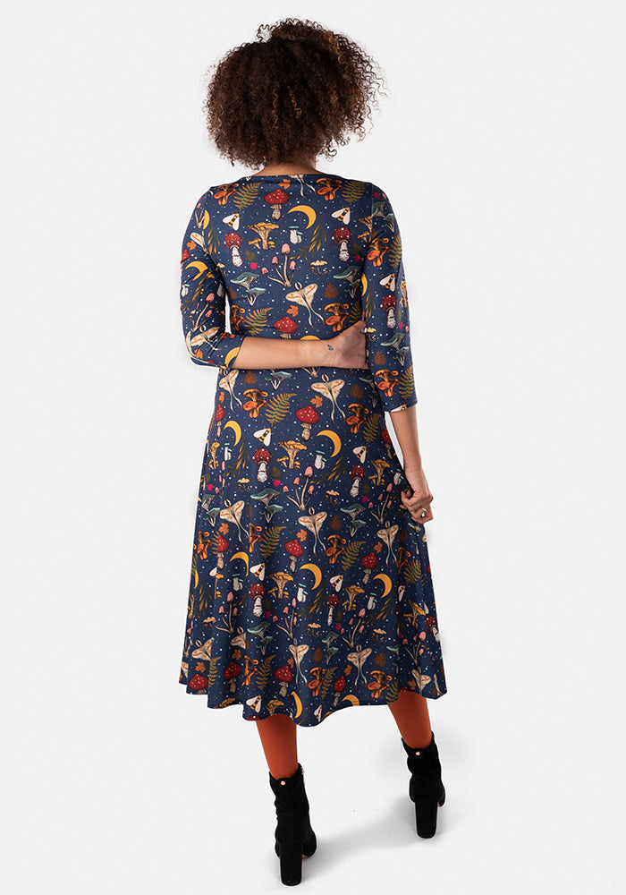 Selma Woodland Mushroom Print Midi Dress