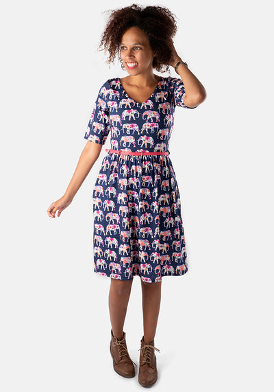 Shakira Patchwork Elephant Print dress