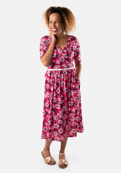 Shayleigh Pink Floral Print Midi Dress