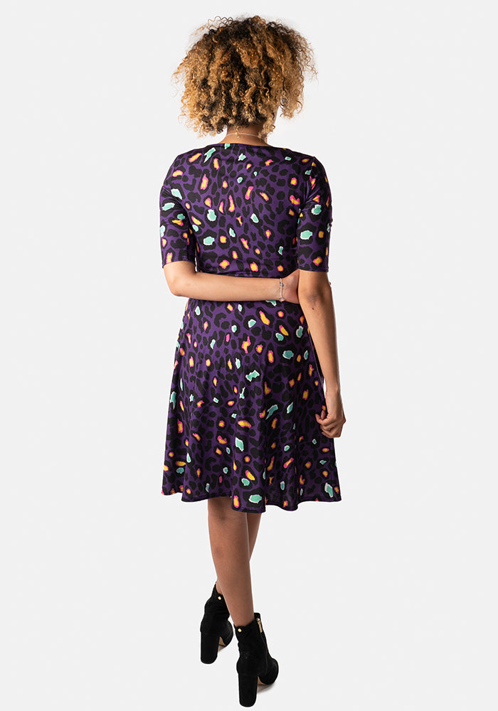 Shayna Purple Animal Print Dress