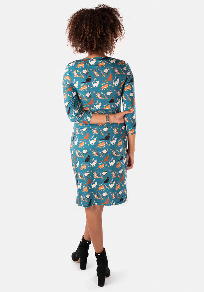 Sheba Playful Cats Print Dress