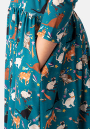 Children's Playful Cats Print Dress (Sheba)