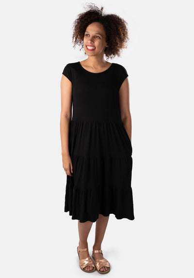 Sharon Black Tiered Dress