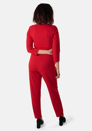 Sherrie Plain Red Narrow Leg Jumpsuit