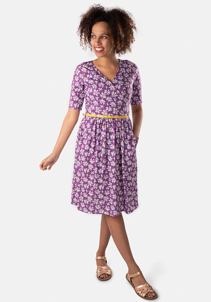 Sian Purple Daisy Print Dress