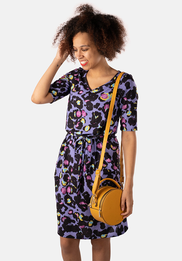 Simran Lilac Animal Print Blouson Dress