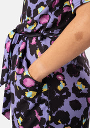 Simran Lilac Animal Print Blouson Dress