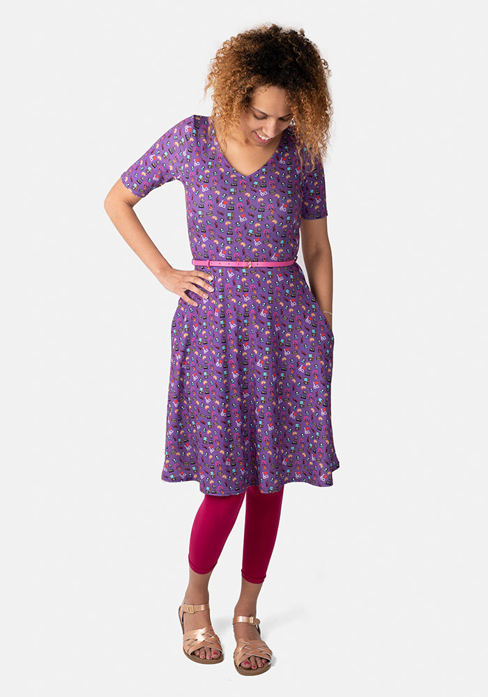 Sinead Purple 80's Print Dress