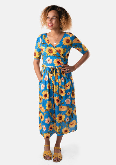 Siobhan Sunflower Print Midi Dress