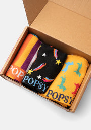 3 Pack Dog, Rainbow Star & Stripe Knit Socks
