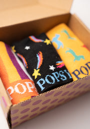 3 Pack Dog, Rainbow Star & Stripe Knit Socks
