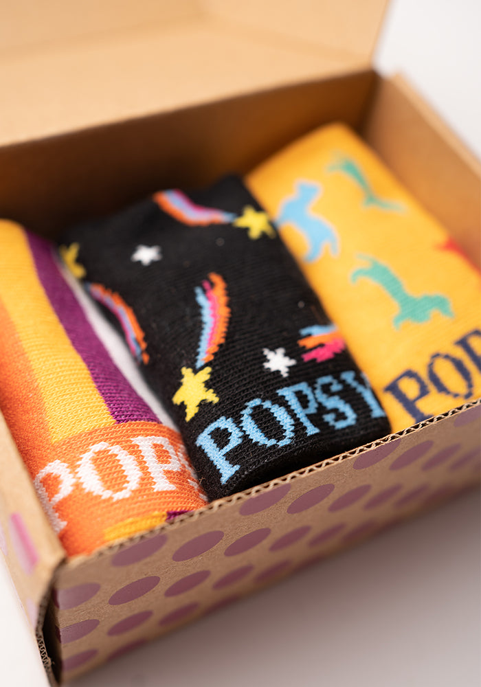 3 Pack Dog, Rainbow Star & Stripe Knit Socks