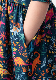 Children's Dinosaur Garden Print Dress (Stegosaurus)