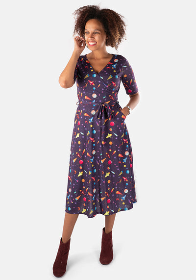 Stellaluna Planets & Astroids Print Midi Dress