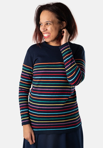 Multi Coloured Navy Stripe Jumper
